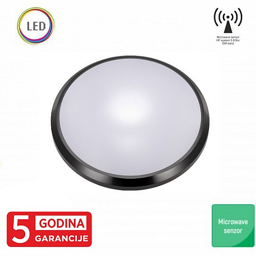 LED plafonjera crna 12W 6000K IP20 IK10 fi250x56mm okrugla sa microwave senzorom pokreta ISM band 5Y M271-C