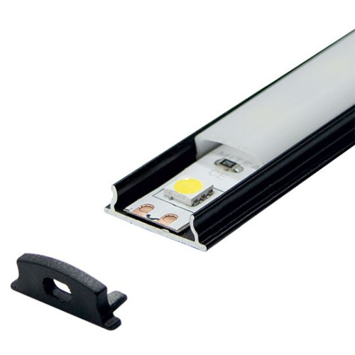 Fleksibilni aluminijumski (savitljiv) profil za LED trake crni 6x18x2000mm set sa difuzorom M640-C Mitea Lighting