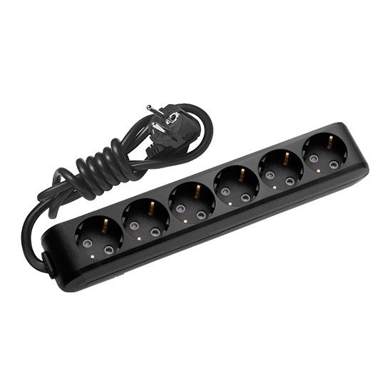 Priklj.prenosna crna sestostruka 6Mx3m 3x1,5mm2 16A 250V WLTB0463-2BL EU4 X-tendia Panasonic