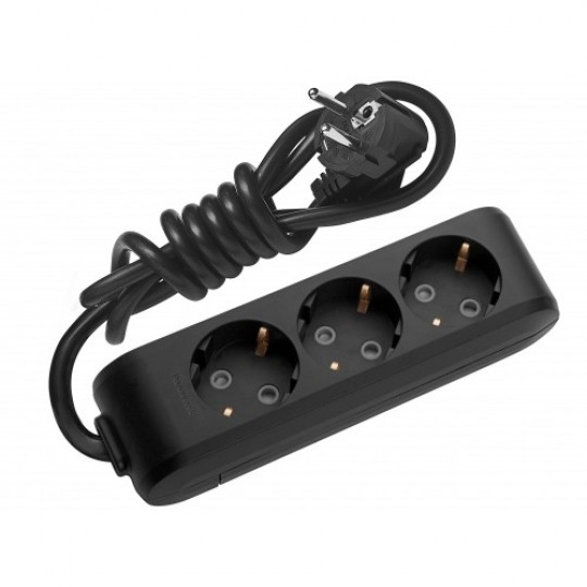 Priklj.prenosna trostruka 3Mx3m 3x1,5mm2 16A 250V WLTB0433-2BL EU4 X-tendia crna Panasonic