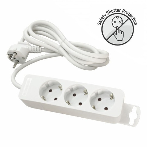 Priključnica bela 16A 250V 3680W 3x1.5mm2 prenosna nerastavna trostruka (produžni kabl) ME-PR3-5M DZ Mitea Electric