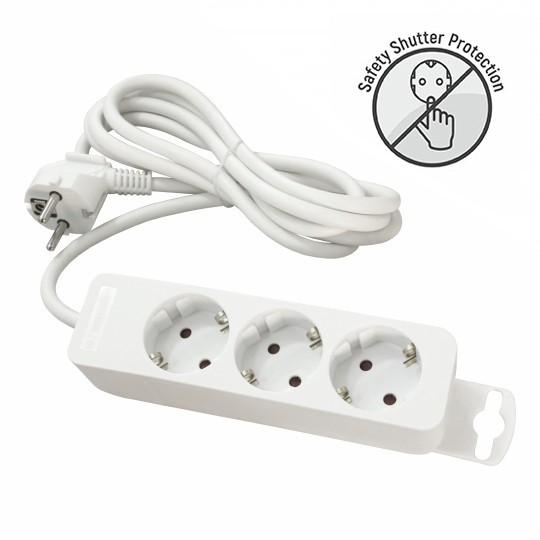 Priključnica bela 16A 250V 3680W 3x1.5mm2 prenosna nerastavna trostruka (produžni kabl) ME-PR3-5M DZ Mitea Electric