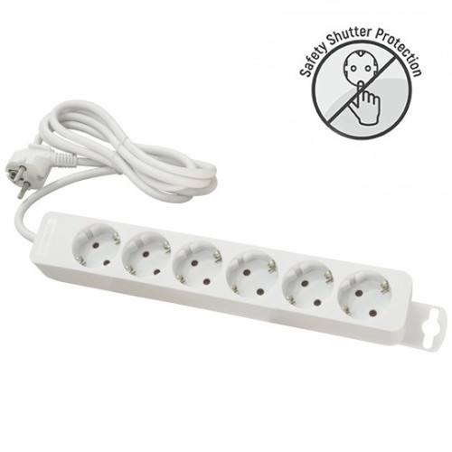 Priključnica bela 16A 250V 3680W 3x1.5mm2 prenosna nerastavna šestostruka (produžni kabl) ME-PR6-5M DZ Mitea Electric