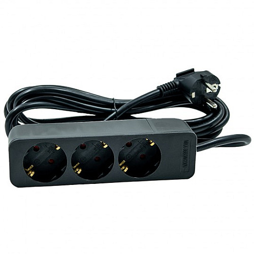 Priključnica crna 16A 250V 3680W 3x1.5mm2 prenosna nerastavna trostruka (produžni kabl) ME-PR3-3M DZ Mitea Electric