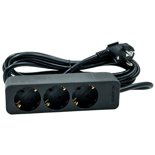 Priključnica crna 16A 250V 3680W 3x1.5mm2 prenosna nerastavna trostruka (produžni kabl) ME-PR3-5M DZ Mitea Electric