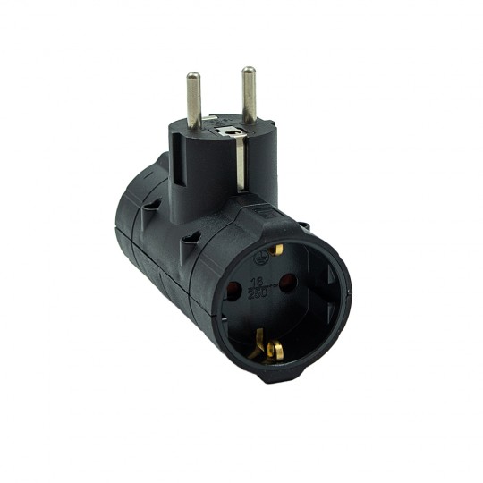 Dvostruki T razvodnik crni 16A 250V 3680W PM-41-C T2