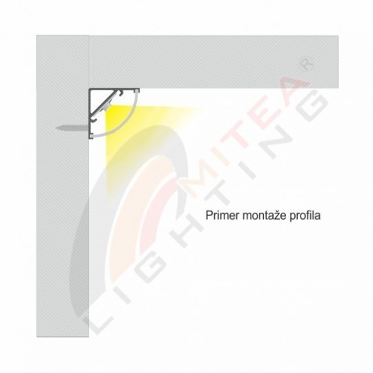 Aluminijumski profil za LED trake crni ugaoni 15.8x15.8x2000mm set sa crnim difuzorom M601-CC Mitea Lighting