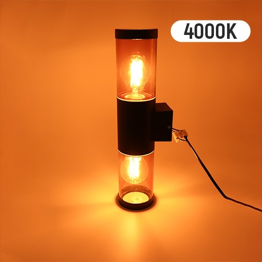 Zidna lampa crna Max.25W IP54 2xE27 baštenska M915 C