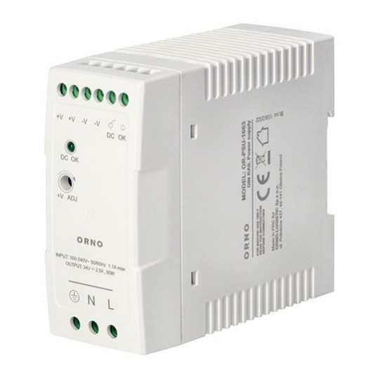 Napajanje industrijsko 24V DC 2.5A 60W za DIN šinu IP27, PVC kućište OR-PSU-1663 Orno