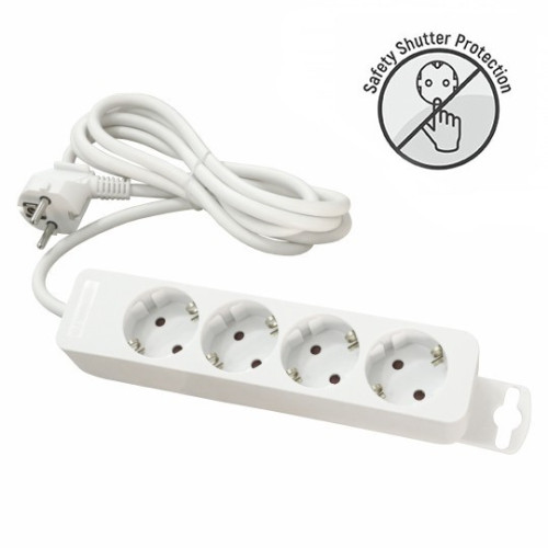 Priklj.prenosna nerastavna četvorostruka bela DZ 16A 250V-3680W 3x1.5mm2 2m ME-PR4-2M Mitea Electric