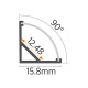 Aluminijumski profil za LED trake 3M ugaoni 15.8x15.8x3000mm set sa difuzorom M601A Mitea Lighting
