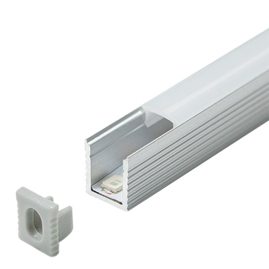 Aluminijumski profil za LED trake sivi 7.8x9x2000mm nadgradni sa difuzorom 2m MA7890-A