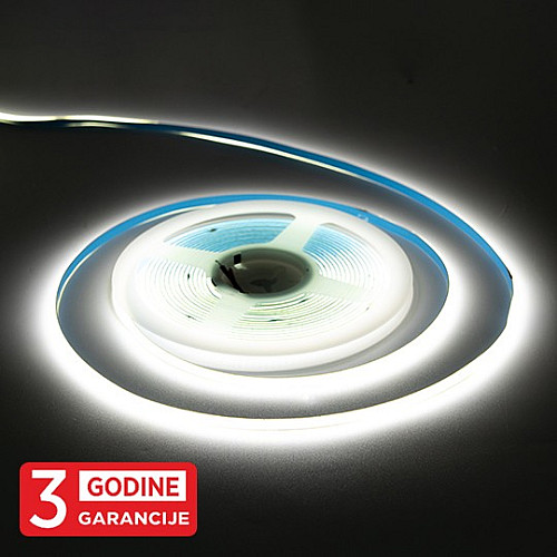 LED traka 11W/1m 12V 6500K IP22 5m kotur COB 5mm 384 LED/1m 3Y MLH-2110-ML-5