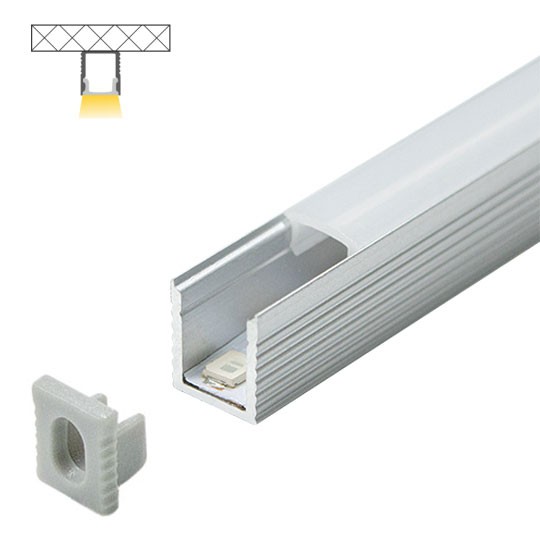 Aluminijumski profil za LED trake sivi 7.8x9x2000mm nadgradni sa difuzorom 2m MA7890-A