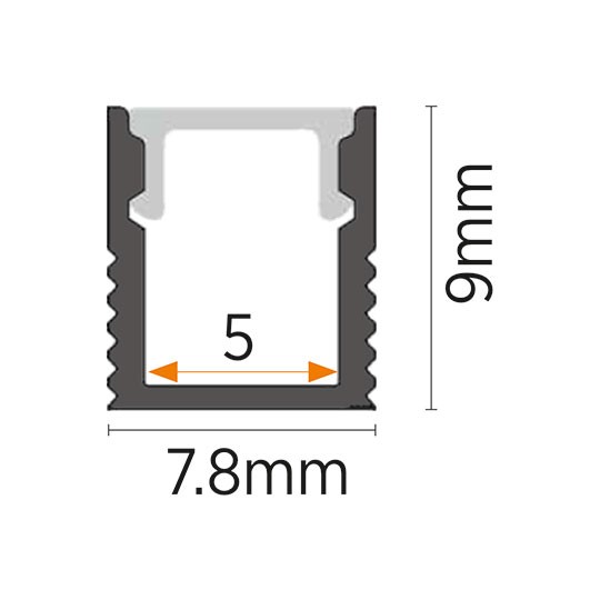 Aluminijumski profil za LED trake sivi 7.8x9x2000mm nadgradni sa difuzorom 2m MA7890-A