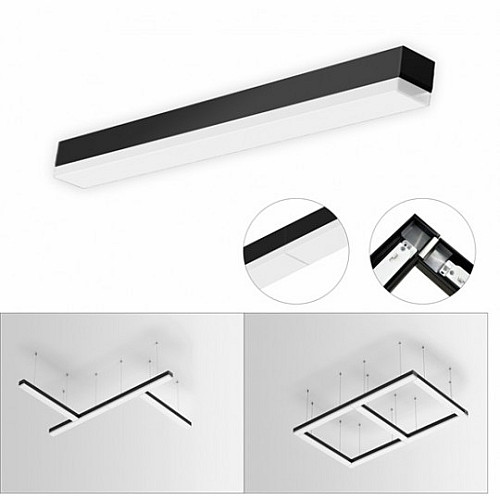 Visilica crna 30W 170~240V 3CCT 3000/4000/6500K L600 x W50 x H50mm LED linearna svetiljka (ili nadgradna) nizajuća (linkabilna) 3000lm M203840-C