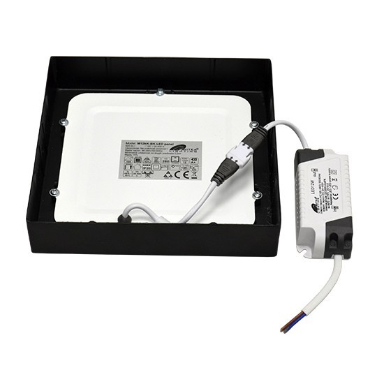 Nadgradni kvadratni led panel crni 12W 3000~6500K M12NK-BK-CCT