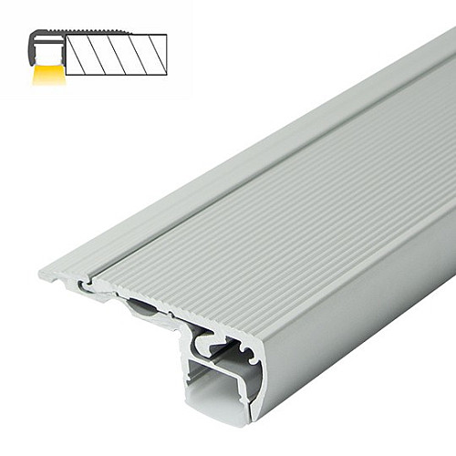 Aluminijumski profil za LED trake sivi 20x60x2000mm za pločice/stepenice sa difuzorom 2m MA4720-A Mitea Lighting