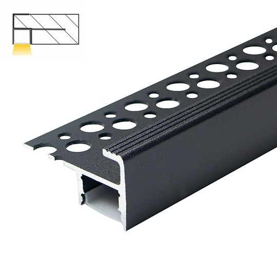 Aluminijumski profil za LED trake crni 22x40x2000mm za pločice/stepenice sa difuzorom 2m MA06-C Mitea Lighting