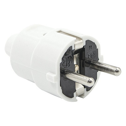 Utikač beli PVC 16A 250V dvopolni ravni, sa kontaktom za uzemljenje PM-301-W Mitea Electric