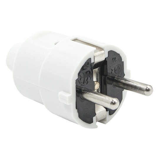 Utikač beli PVC 16A 250V dvopolni ravni, sa kontaktom za uzemljenje PM-301-W Mitea Electric