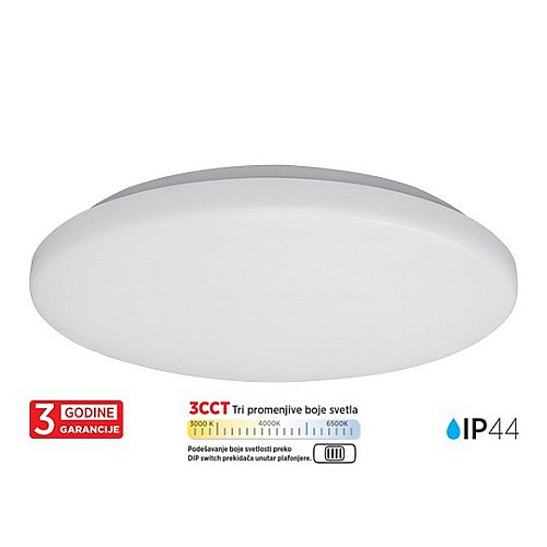 LED plafonjera bela 30W 200~240V 3CCT DIP Switch 3000/4000/6500K IP44 fi334mm SMD 3Y M205711