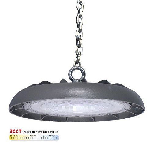 Svetiljka siva 100W 3CCT 3000/4000/6500K IP65 6KV LED UFO M460100-S6-CCT