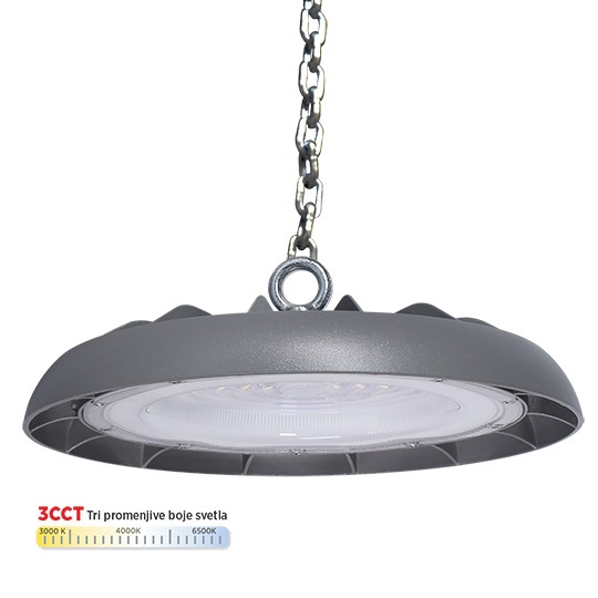 Svetiljka siva 150W 3CCT 3000/4000/6500K IP65 6KV LED UFO M460150-S6-CCT
