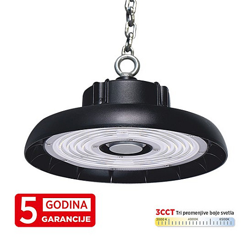 LED UFO svetiljka crna 100W 3CCT 3000/4000/6500K IP65 4KV 5Y M460100-C5-CCT