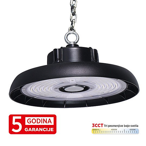 LED UFO svetiljka crna 150W 3CCT 3000/4000/6500K IP65 4KV 5Y M460150-C5-CCT