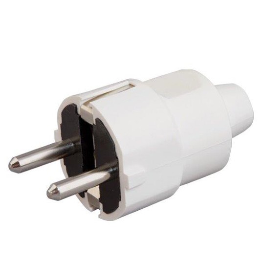 Utikač beli PVC 16A 250V dvopolni ravni, sa kontaktom za uzemljenje PM-301-W Mitea Electric
