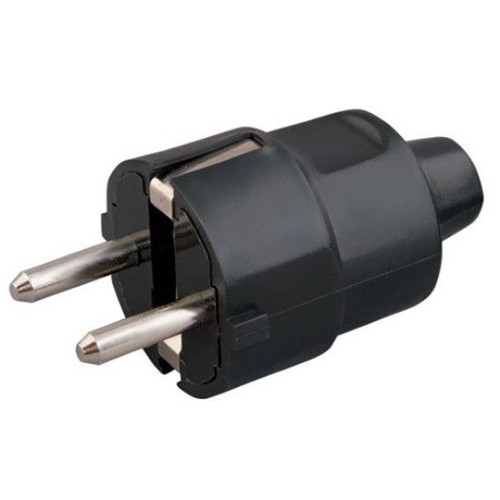 Utikač crni PVC 16A 250V dvopolni ravni, sa kontaktom za uzemljenje PM-301-C Mitea Electric