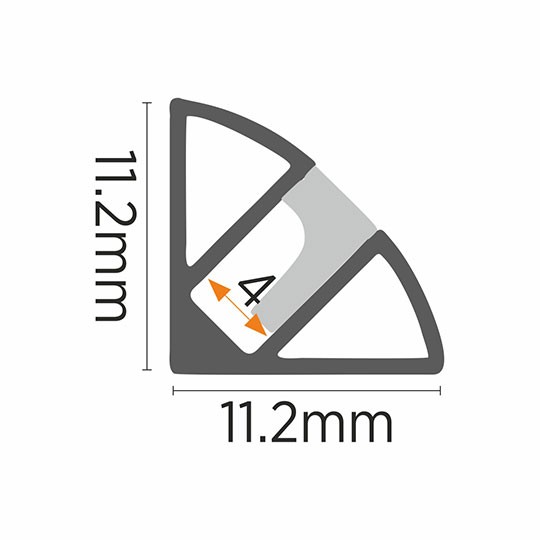 Aluminijumski profil za LED trake tamno sivi ugaoni 11.2x11.2x2000mm set sa difuzorom M603-GR