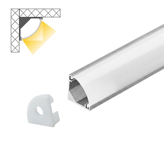 Aluminijumski profil za LED trake sivi ugaoni 8x8x2000mm set sa difuzorom MA7979-A