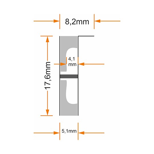 Aluminijumski profil za LED trake sivi 8.2x17.6x2000mm ugradni sa difuzerom 2m MA6490-2