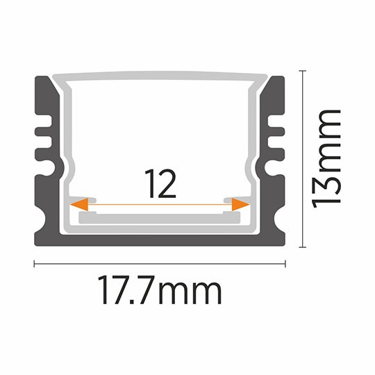 Aluminijumski profil za LED trake crni nadgradni set sa difuzorom IP65 13x17.7x2000mm MA505-C-FS