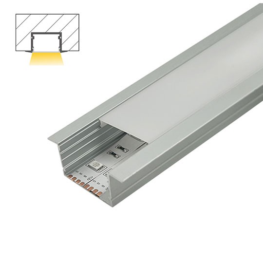 Aluminijumski profil za LED trake sivi ugradni set sa difuzorom 20x44x2000mm M3020-U