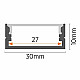 Aluminijumski profil za LED trake crni nadgradni set sa difuzorom 10x30x2000mm M3010-C