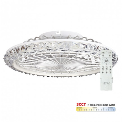 Ventilator sa kristalima plafonski 18W sa svetlom LED CCT 18W sa daljinskim upravljačem MV5023-CR