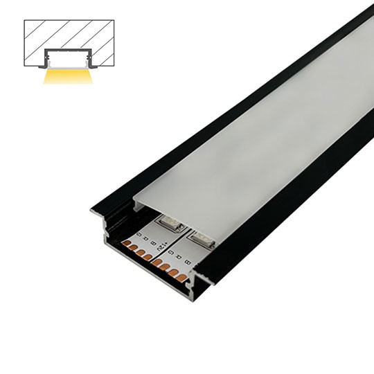 Aluminijumski profil za LED trake crni ugradni set sa difuzorom 10x41x2000mm M3010-U-C