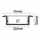 Aluminijumski profil za LED trake crni ugradni set sa difuzorom 10x41x2000mm M3010-U-C