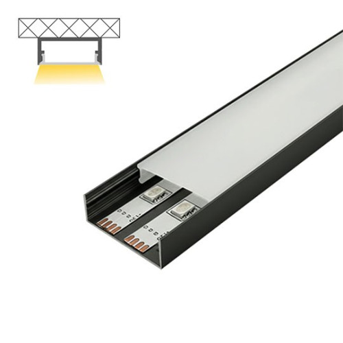 Aluminijumski profil za LED trake crni nadgradni set sa difuzorom 10x40x2000mm M4010-C