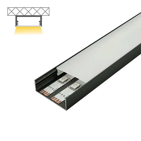 Aluminijumski profil za LED trake crni nadgradni set sa difuzorom 10x40x2000mm M4010-C