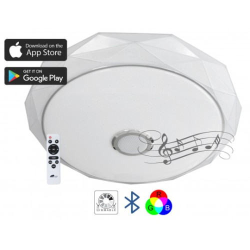 LED plafonjera bela 2x36W 180~260V WRGB fi500mm SMD DIJAMANT sa zvučnikom 5W, bluetooth, Android/iOS APP iLink (muzička plafonjera) smart M205502-BT