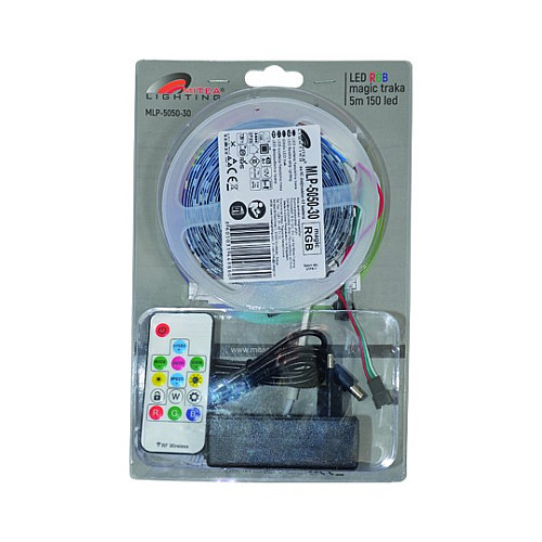 SMD LED traka 7.2W/1m 12V magic RGB IP20 5m kotur 30 LED/1m sa kontrolerom 17 tastera blister MLP-5050-30