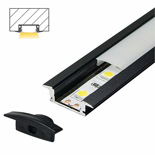 Aluminijumski profil za LED trake crni ugradno-nadgradni set sa difuzorom 7x24.7x2000mm M508-C Mitea Lighting