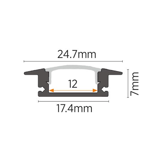 Aluminijumski profil za LED trake crni ugradno-nadgradni set sa difuzorom 7x24.7x2000mm M508-C Mitea Lighting