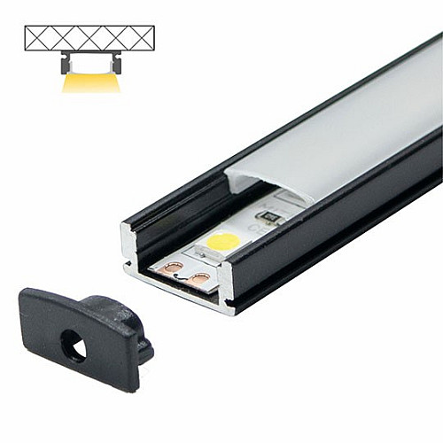 Aluminijumski profil za LED trake crni nadgradni set sa difuzorom 7x17.4x2000mm M509-C Mitea Lighting