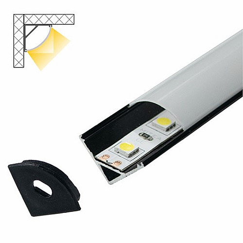 Aluminijumski profil za LED trake crni ugaoni set sa difuzorom 15.8x15.8x2000mm M601C Mitea Lighting