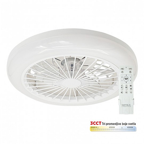 Plafonski ventilator beli sa LED svetlom 18W CCT sa daljinskim upravljačem MV5022-W